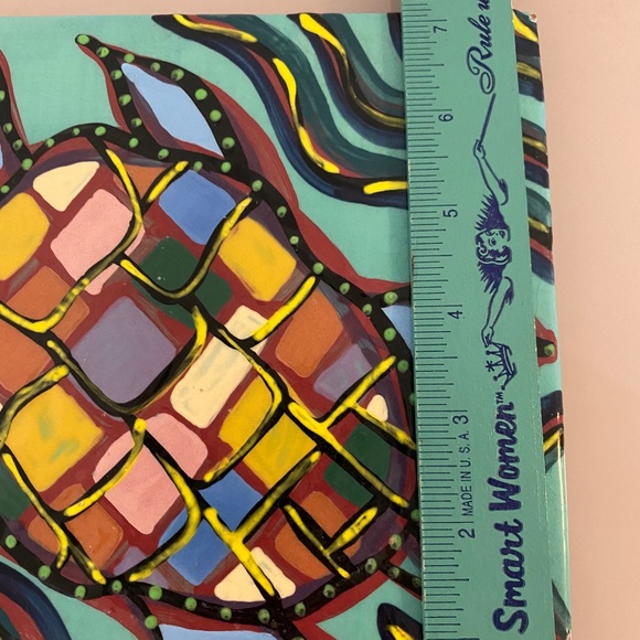 Lynda Feman Vintage Festive Turtle🐢Ceramic Trivet - Picture 6 of 16